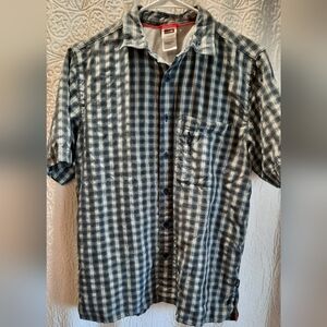 The North Face Men's Shirt Small Blue Checkered Button Down Classic Breathable